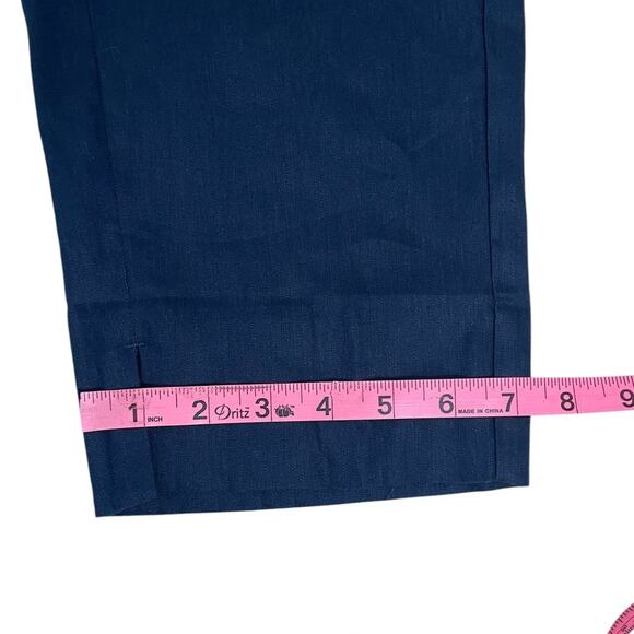 J.Jill Linen Stretch Straight Leg Flat Front Pull On Pants Blue Size MP Classic - Picture 9 of 11